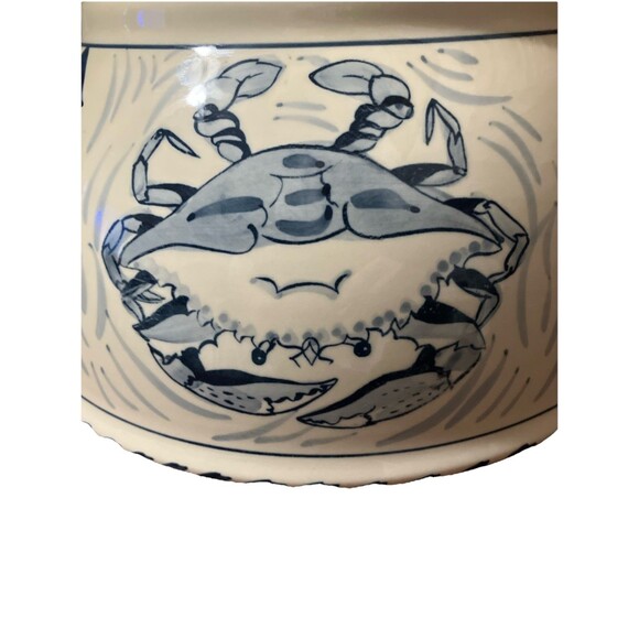 BLUE CRAB BAY CO BLUE CRAB DEEP MIXING BOWL 10” x 5” Hand Painted In Thailand - Picture 9 of 16